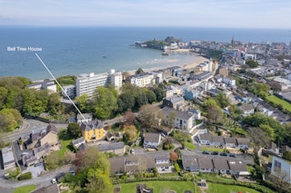 Aerial view of Tenby showing the location of Belltree House