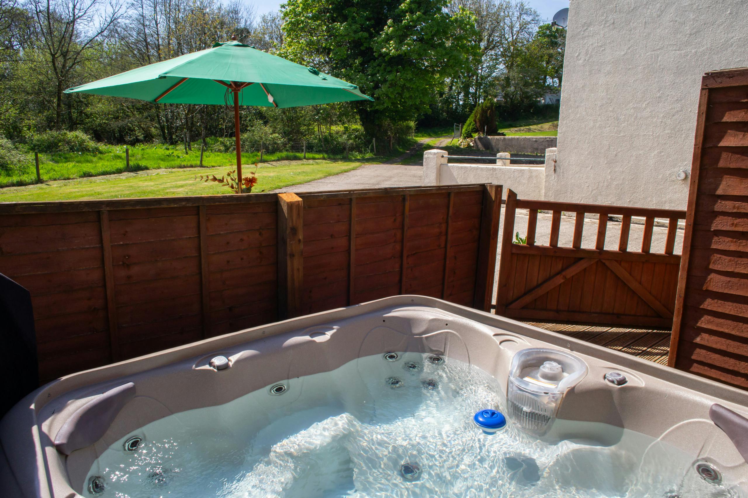 Hot tub with views over the garden