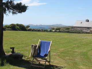 Large lawn with sea views