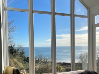 Large window with sea views